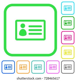 ID card vivid colored flat icons in curved borders on white background