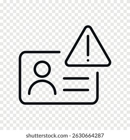 ID card warning sign outline vector icon