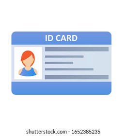 Id card. Woman avatar isolated on white background. Identification concept. Flat design. Vector illustration.