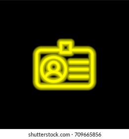 Id card yellow glowing neon ui ux icon. Glowing sign logo vector