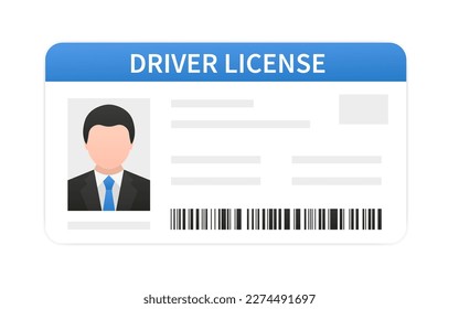 Tarjetas de identificación. Datos de información personal. Documento de identificación con foto de persona. Tarjeta de usuario o de perfil. Licencia de conducir. Estilo plano. Plantilla de tarjeta de plástico. Ilustración del vector