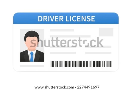 ID cards. Personal info data. Identification document with person photo. User or profile card. Driver's license. Flat style. Plastic card template. Vector illustration