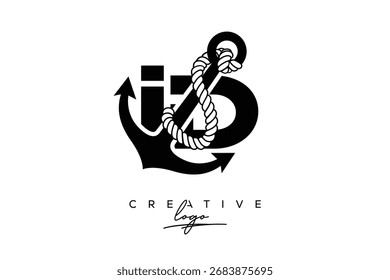 ID Creative Monogram Latter Logo con diseño de ancla y cuerda