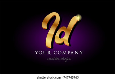 id  i d alphabet combination letter logo in gold golden 3d metal beautiful typography suitable for banner brochure design