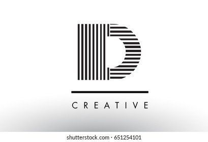 ID I D Black and White Letter Logo Design with Vertical and Horizontal Lines.