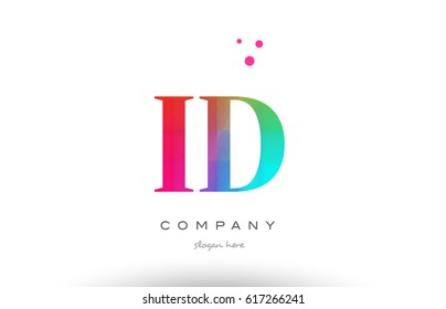 ID I D creative rainbow colors colored artistic alphabet company letter logo design vector icon template