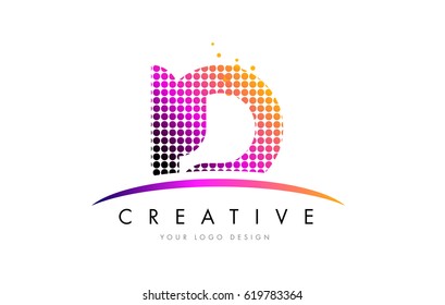 ID I D Dots Letter Logo Design with Magenta Bubble Circles and Swoosh