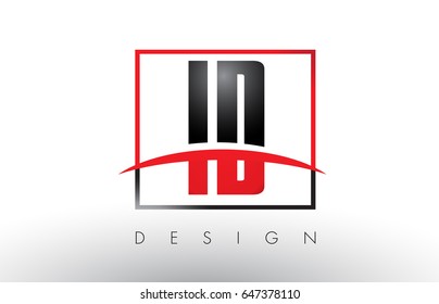 ID I D Logo Letters with Red and Black Colors and Swoosh. Creative Letter Design Vector.