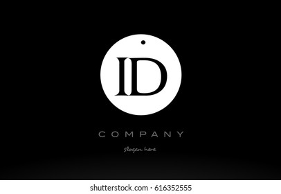 ID I D simple black white circle background alphabet company logo design vector icon template