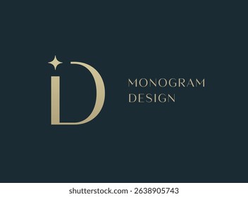 ID or DI letter logo icon design. Classic style luxury initials monogram.