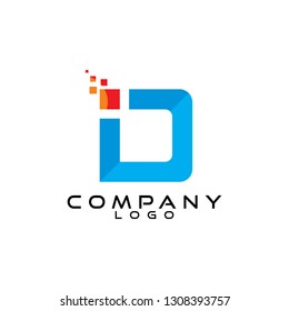 id, di letter tech, ict and it logo design vector