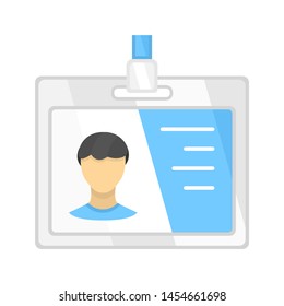 ID document flat design color icon. Identification tag isolated vector illustration. Plastic card with photo. Businessman, seller consultant personal badge. Driver licence, company employee accessory