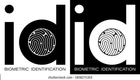 Icono de huella digital de identificación para aplicaciones de identificación móvil. Identificación biométrica de datos humanos. Patrón único en el dedo. Buscar dispositivos para digitalizar datos. Vector
