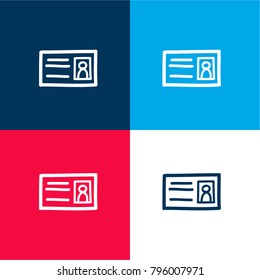 Id hand drawn symbol four color material and minimal icon logo set in red and blue