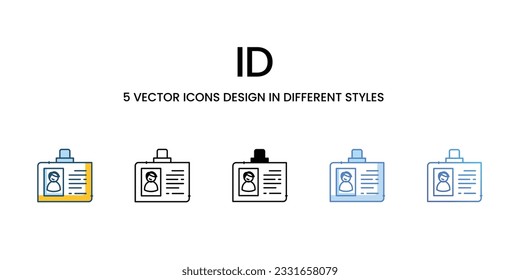Diseñar iconos de id. en estilo Cinco con barra modificable. Línea, Sólido, Línea plana, Color de tono Duo y Línea de degradado de color. Adecuado para diseño de páginas Web, aplicaciones móviles, UI, UX y GUI.