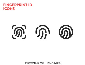 Id icons. Fingerprint scanning process icons. Fingerprint detection symbols. Vector illustration on white background