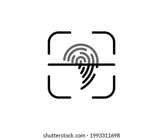 Iconos de Id. Iconos del proceso de digitalización de huellas digitales. Símbolos de detección de huellas digitales. Ilustración vectorial sobre fondo blanco.