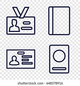 Id icons set. set of 4 id outline icons such as passport