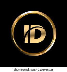 ID initial circle company logo gold black background