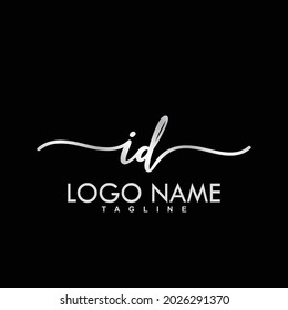 ID Initial Handwriting Logo Design Vector