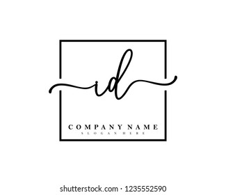 ID Initial handwriting square minimalist logo vector