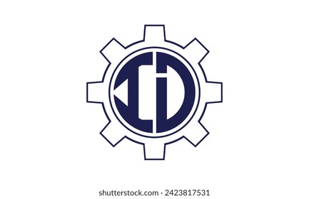 ID initial letter mechanical circle logo design vector template. industrial, engineering, servicing, word mark, letter mark, monogram, construction, business, company, corporate, commercial, geometric