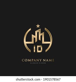 ID Letra inicial inmobiliaria de lujo logotipo Vector arte para empresas, edificios, arquitectura