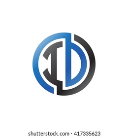 ID initial letters looping linked circle logo blue black