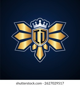 ID initial letters monogram logo for gaming with shield and eagle wing