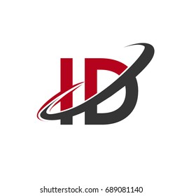 ID initial logo company name colored red and black swoosh design, isolated on white background. vector logo for business and company identity.