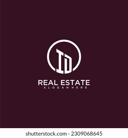 ID initial monogram building logo for real estate with creative circle style design