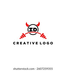 ID initial monogram for fitnes or gym logo with devil style design