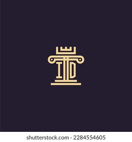 ID Initial-Monogramm-Logo für Anwälte mit Säulenkronenbild-Design