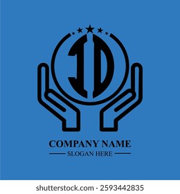 ID initials held within hands, symbolizing trust and protection. The circle represents unity, while stars highlight excellence and ambition.