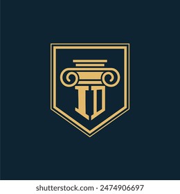 Logotipo de abogado con elemento de derecho creativo