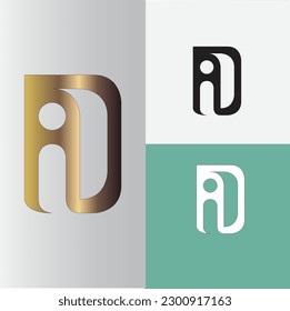 ID letter gold vector logo idea. Simple and clear design. iD logo template
