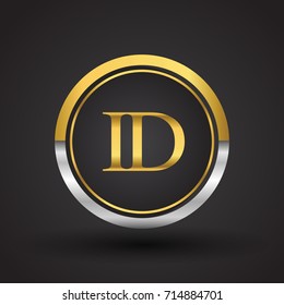 ID Letter logo in a circle, gold and silver colored. Vector design template elements for your business or company identity.