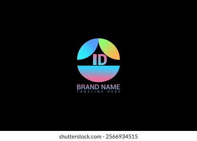 ID letter logo creative design. ID unique design. ID letter logo design on black background
