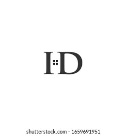 ID letter logo with a window symbol. logos for real estate companies