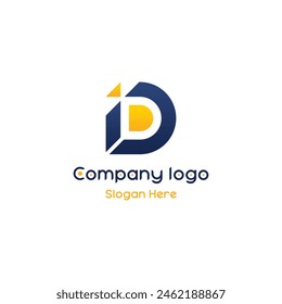 ID Logo Corporate design logo Symbol. Sign Negative Space with  Blue Circle isolated on White Background. Flat Vector Logo Design Template  Creative Modern Letters Vector Logo