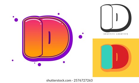 ID logo design for festival or party. Initial letter i and d in graffiti style. Creative modern lettering company name of font typography. Kids trendy logotype or identity. Vector illustration.