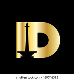 ID Logo. Indonesia Logo. Vector Logo Design Element Gold