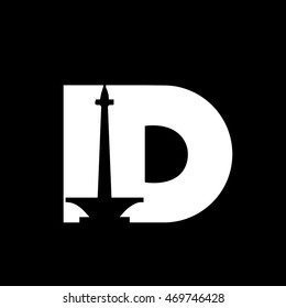 ID Logo. Indonesia Logo. Vector Logo Design Element White Black