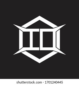 Monograma del logotipo de identificación con modelo hexagonal y de cuatro ejes