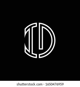 ID monogram logo circle ribbon style outline design template