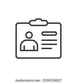 ID Pass, ícone em design de linha. Identificação, passe, cartão, acesso, identificação, segurança, funcionário no vetor de fundo branco. Ícone de traçado editável ID Pass