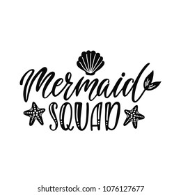 I'd rather be a mermaid. Hand drawn inspiration quote about summer with tail. Typography design for print, poster, invitation, t-shirt. Vector illustration isolated on white background.