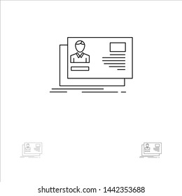 Id, User, Identity, Card, Invitation Bold and thin black line icon set