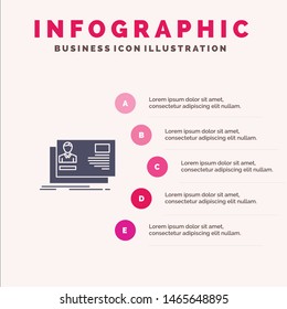 Id, User, Identity, Card, Invitation Solid Icon Infographics 5 Steps Presentation Background. Vector Icon Template background