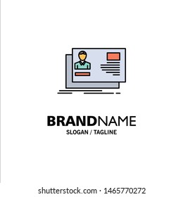 Id, User, Identity, Card, Invitation Business Logo Template. Flat Color. Vector Icon Template background